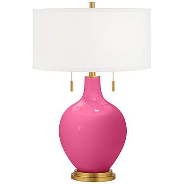 Color Plus Toby Brass 28" High Modern Glass Blossom Pink Table Lamp