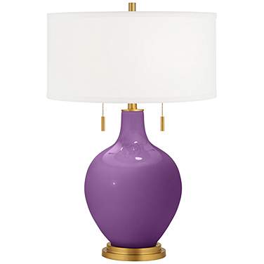 Color Plus Toby Brass 28" High Modern Passionate Purple Table Lamp