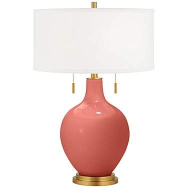 Color Plus Toby Brass 28" High Pink Coral Reef Table Lamp