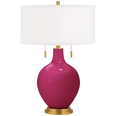 Color Plus Toby Brass 28" High Vivacious Pink Table Lamp
