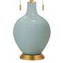 Thumbnail3 of Color Plus Toby Brass 28" Aqua-Sphere Blue Glass Table Lamp more views