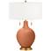 Color Plus Toby Brass 28" Baked Clay Brown Table Lamp