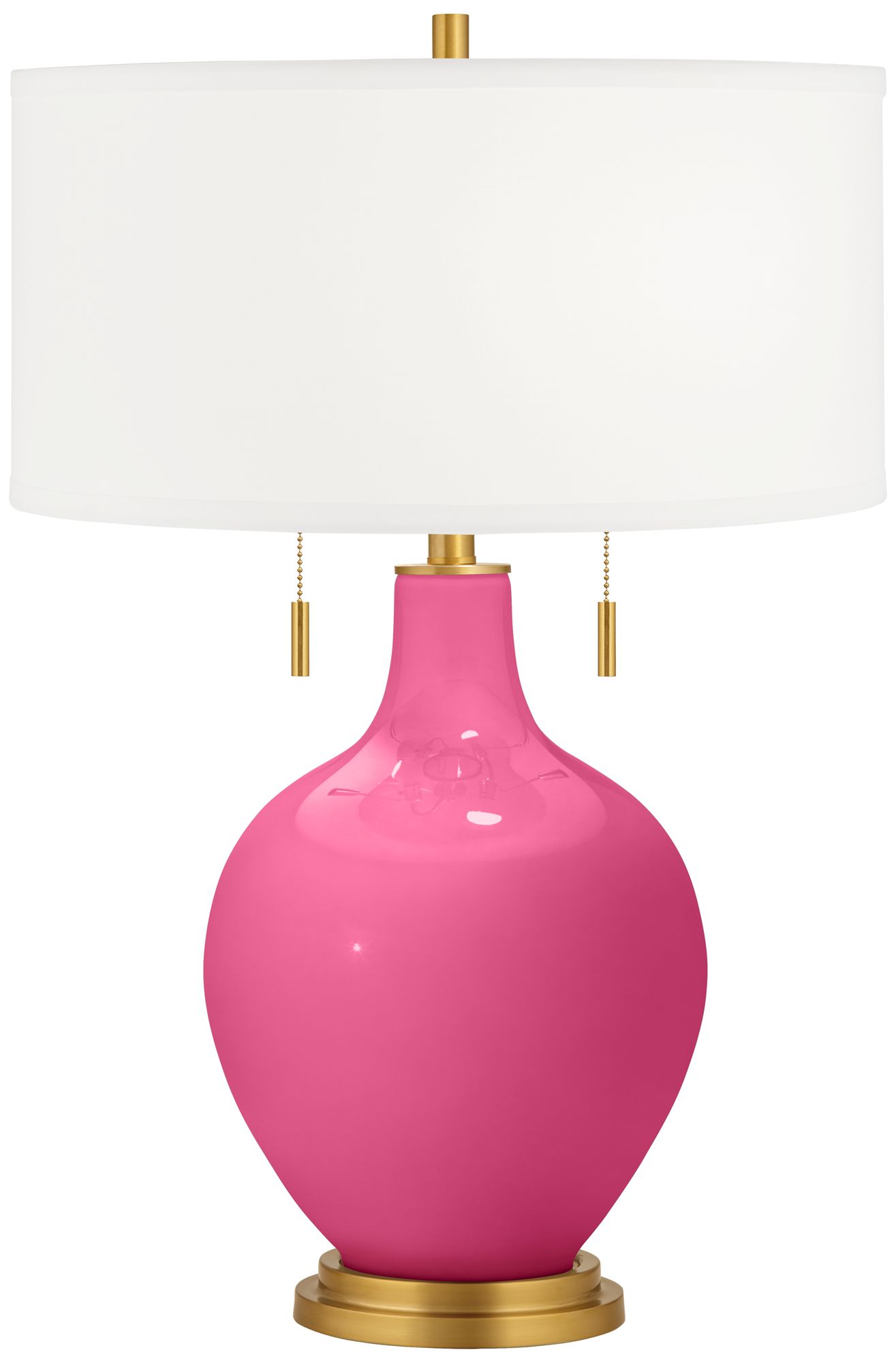 Color Plus Toby Brass 28" Blossom Pink Table Lamp with USB Dimmer