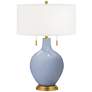 Color Plus Toby Brass 28" Blue Sky Glass Table Lamp