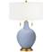 Color Plus Toby Brass 28" Blue Sky Table Lamp with USB Dimmer