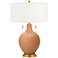 Color Plus Toby Brass 28" Burnt Almond Table Lamp with USB Dimmer