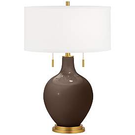 Image1 of Color Plus Toby Brass 28" Carafe Brown Glass Table Lamp