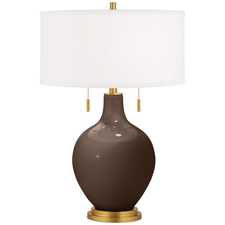 Image 1 Color Plus Toby Brass 28 inch Carafe Brown Glass Table Lamp