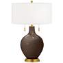 Color Plus Toby Brass 28" Carafe Brown Glass Table Lamp