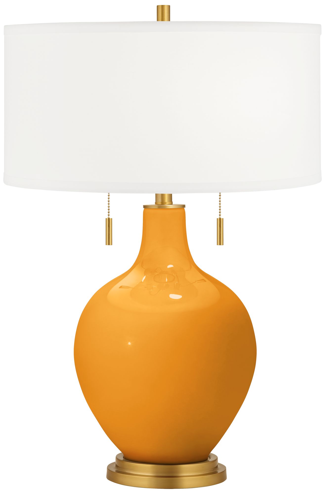 Color Plus Toby Brass 28" Carnival Orange Table Lamp with USB Dimmer