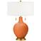 Color Plus Toby Brass 28" Celosia Orange Table Lamp with USB Dimmer