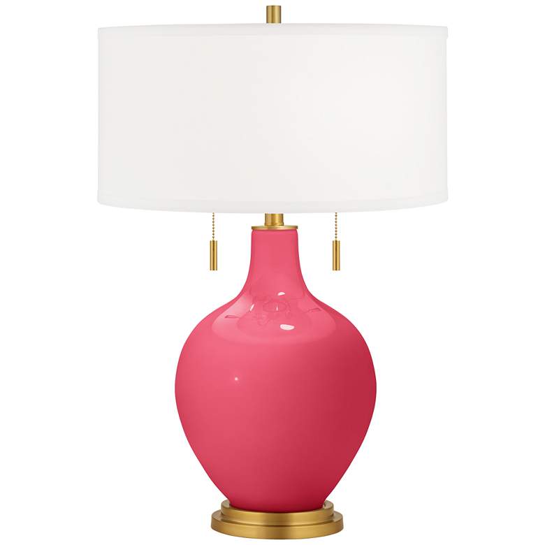 Image 1 Color Plus Toby Brass 28" Eros Pink Glass Table Lamp