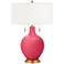 Color Plus Toby Brass 28" Eros Pink Glass Table Lamp