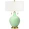 Color Plus Toby Brass 28" Flower Stem Green Table Lamp with USB Dimmer