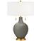 Color Plus Toby Brass 28" Gauntlet Gray Table Lamp with USB Dimmer