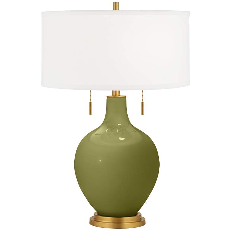 Image 1 Color Plus Toby Brass 28" Glass Rural Green Table Lamp