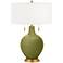 Color Plus Toby Brass 28" Glass Rural Green Table Lamp