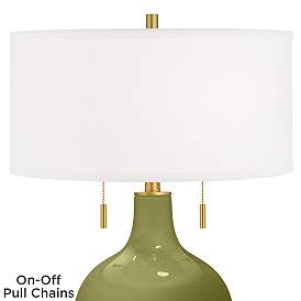 Image2 of Color Plus Toby Brass 28" Glass Rural Green Table Lamp more views