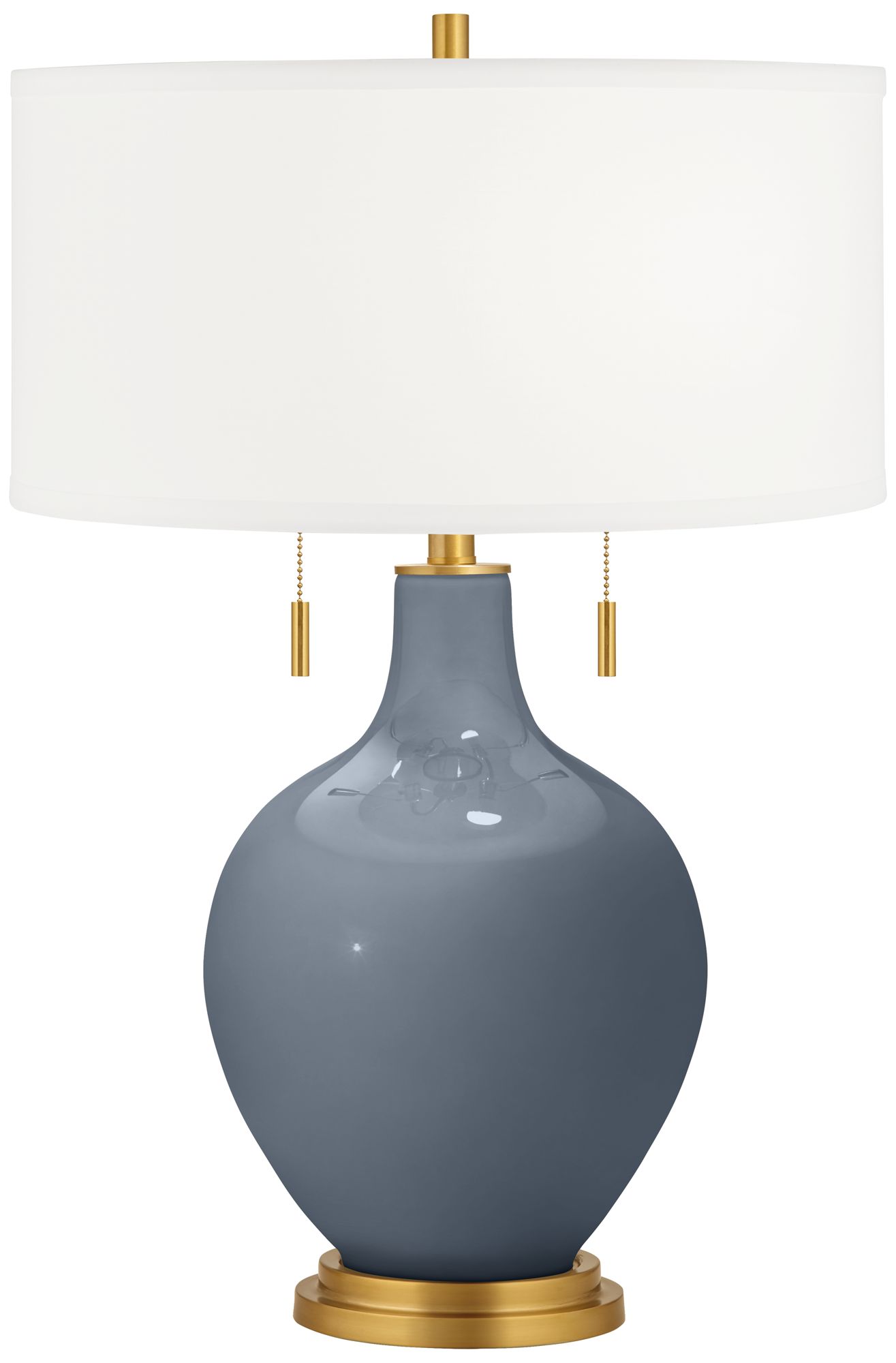 Color Plus Toby Brass 28" Granite Peak Gray Table Lamp with USB Dimmer
