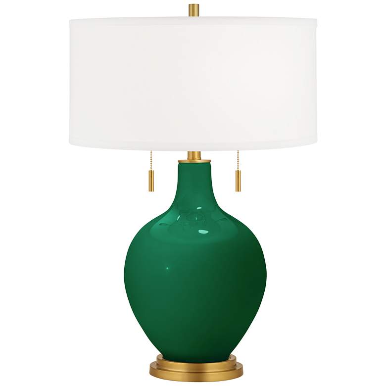 Image 1 Color Plus Toby Brass 28" Greens Glass Table Lamp
