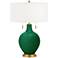 Color Plus Toby Brass 28" Greens Glass Table Lamp