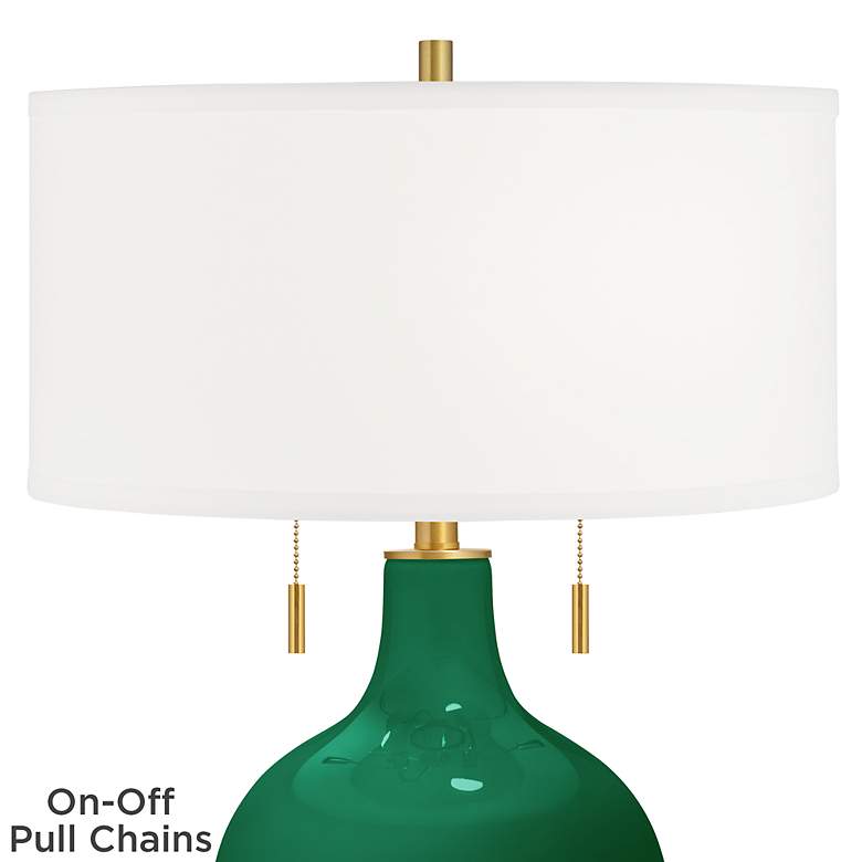 Image 2 Color Plus Toby Brass 28" Greens Glass Table Lamp more views
