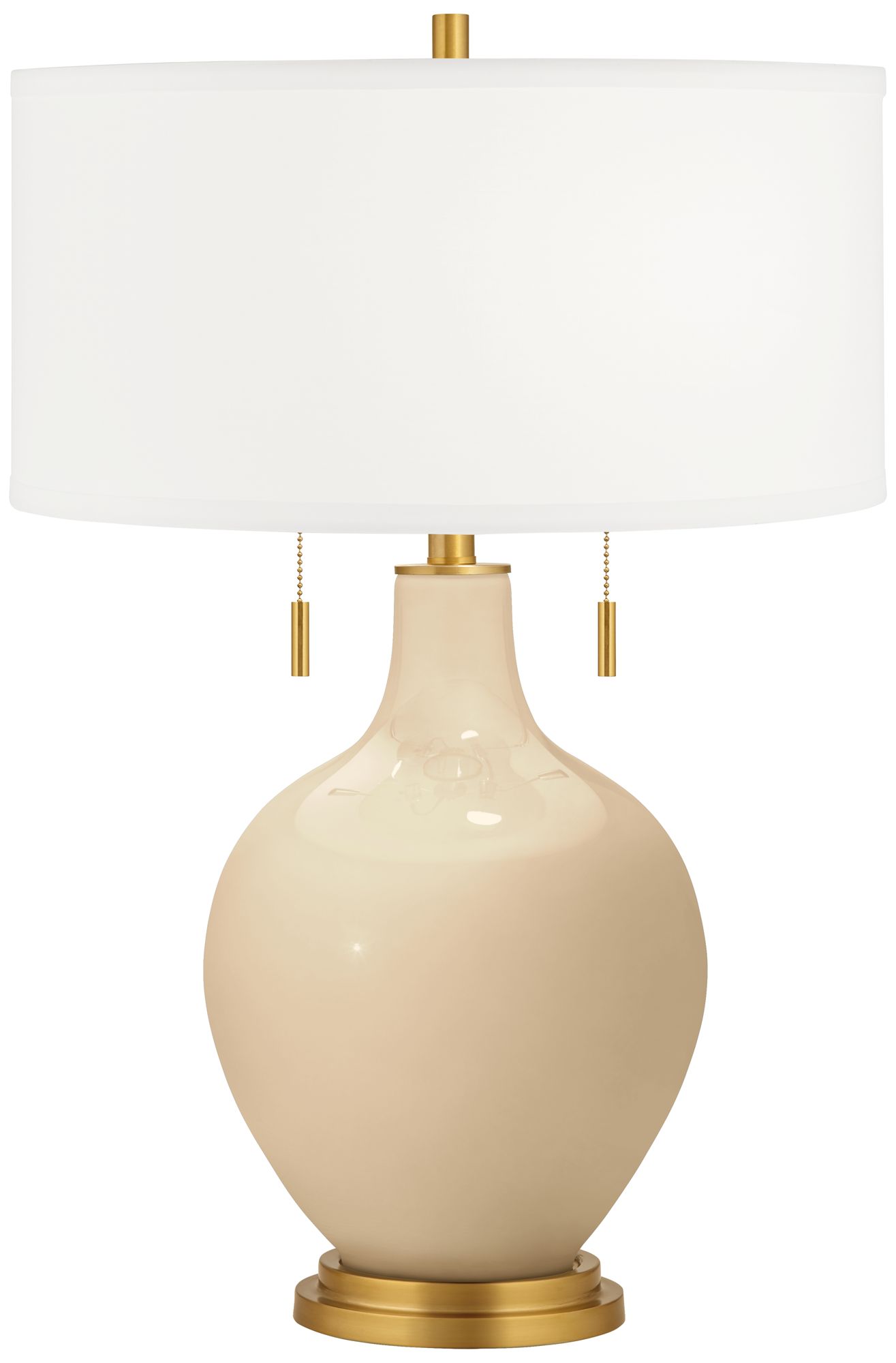Color Plus Toby Brass 28" High Colonial Tan Table Lamp with USB Dimmer