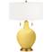 Color Plus Toby Brass 28" High Daffodil Yellow Table Lamp