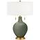 Color Plus Toby Brass 28" High Deep Lichen Green Table Lamp