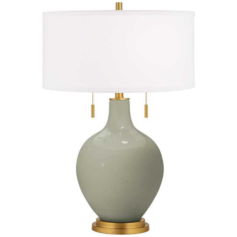 Image 1 Color Plus Toby Brass 28" High Evergreen Fog Green Table Lamp