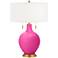 Color Plus Toby Brass 28" High Fuchsia Pink Table Lamp