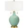 Color Plus Toby Brass 28" High Grayed Jade Green Table Lamp