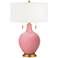 Color Plus Toby Brass 28" High Haute Pink Table Lamp with USB Dimmer