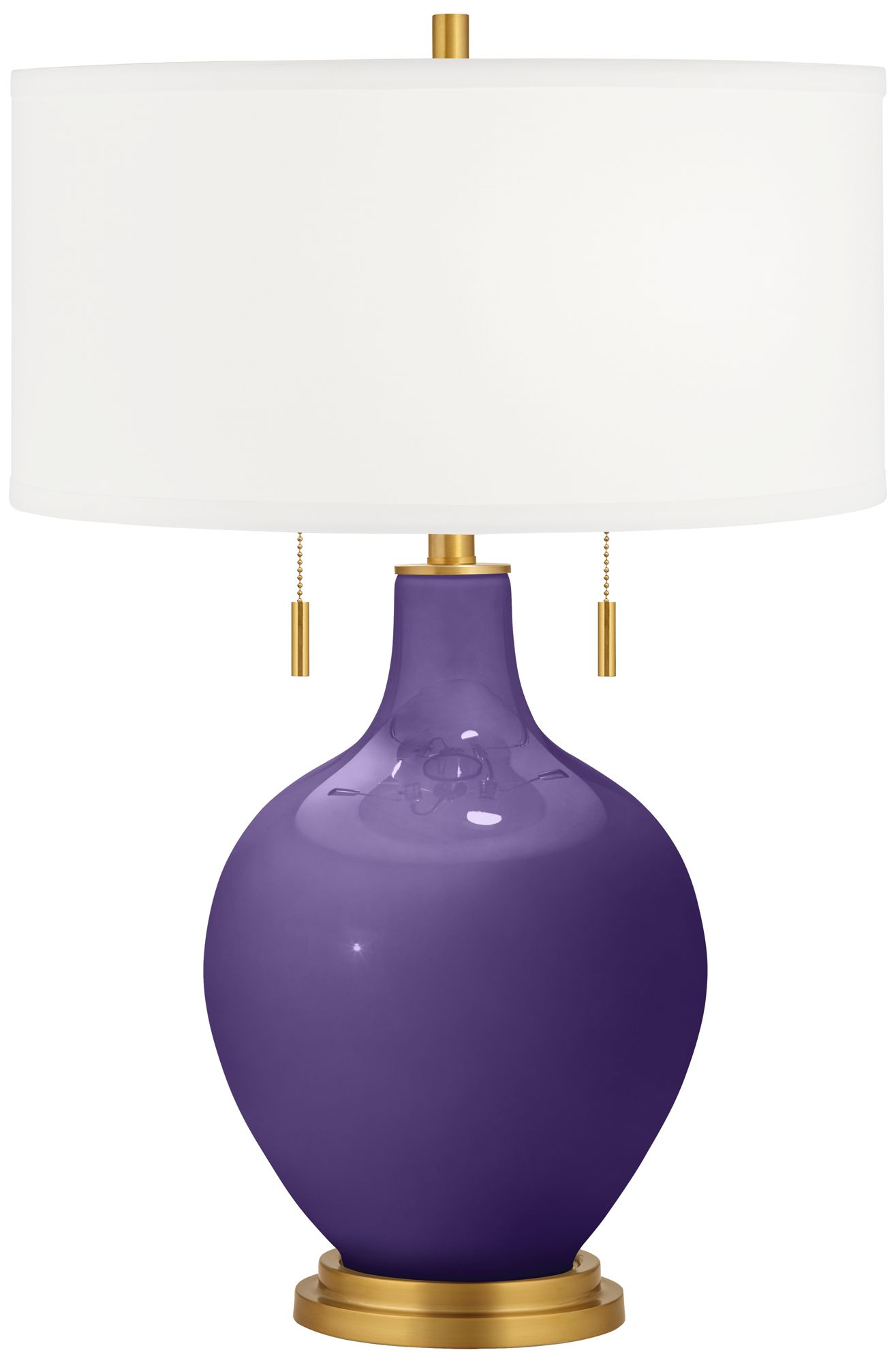 Color Plus Toby Brass 28" High Izmir Purple Table Lamp with USB Dimmer