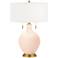 Color Plus Toby Brass 28" High Linen White Glass Table Lamp