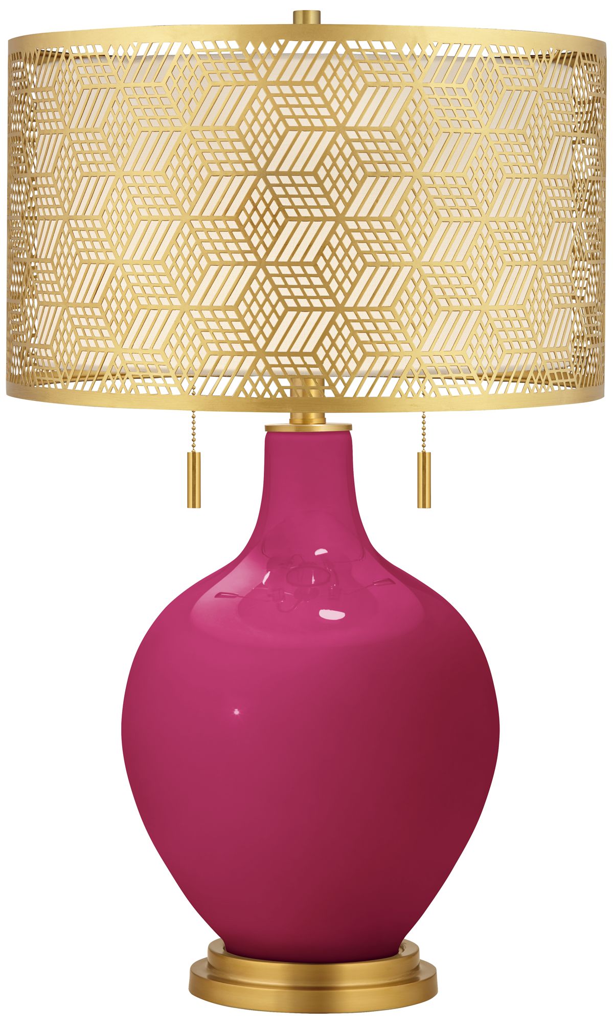 Image Color Plus Toby Brass 28" High Metal Shade Vivacious Red Table Lamp