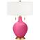 Color Plus Toby Brass 28" High Modern Glass Blossom Pink Table Lamp