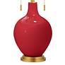 Thumbnail3 of Color Plus Toby Brass 28" High Modern Glass Ribbon Red Table Lamp more views