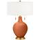 Color Plus Toby Brass 28" High Modern Glass Robust Orange Table Lamp