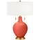 Color Plus Toby Brass 28" High Modern Koi Orange Table Lamp
