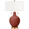 Color Plus Toby Brass 28" High Modern Madeira Red Table Lamp