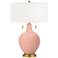 Color Plus Toby Brass 28" High Modern Mellow Coral Pink Table Lamp