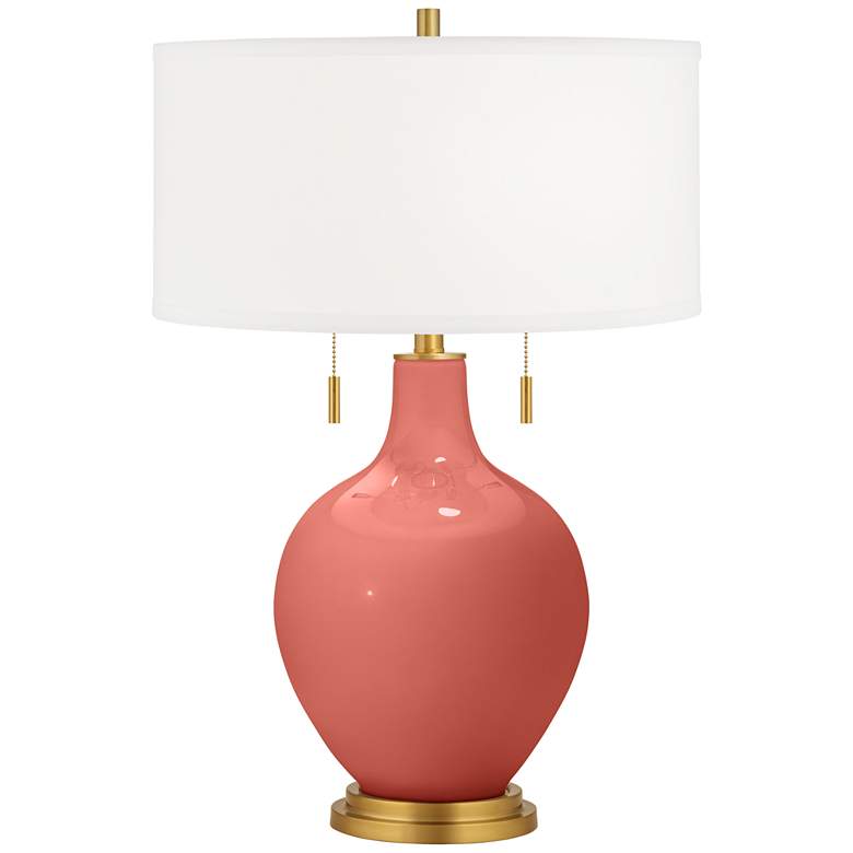 Image 1 Color Plus Toby Brass 28" High Pink Coral Reef Table Lamp