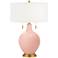 Color Plus Toby Brass 28" High Rose Pink Table Lamp with USB Dimmer
