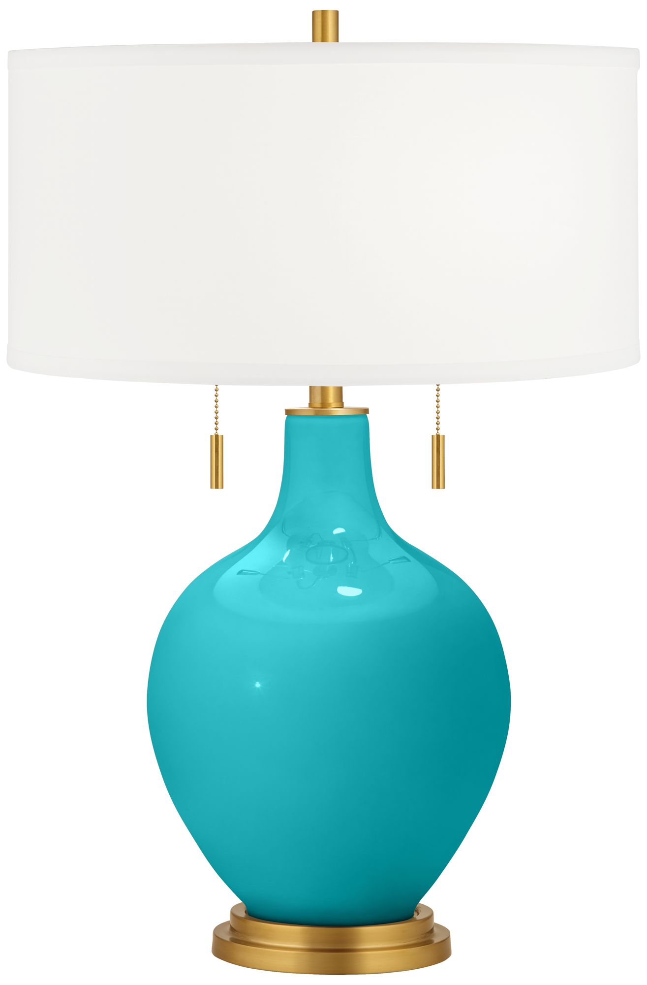 Color Plus Toby Brass 28" High Surfer Blue Table Lamp with USB Dimmer
