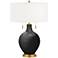 Color Plus Toby Brass 28" High Tricorn Black Table Lamp
