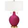 Color Plus Toby Brass 28" High Vivacious Pink Table Lamp