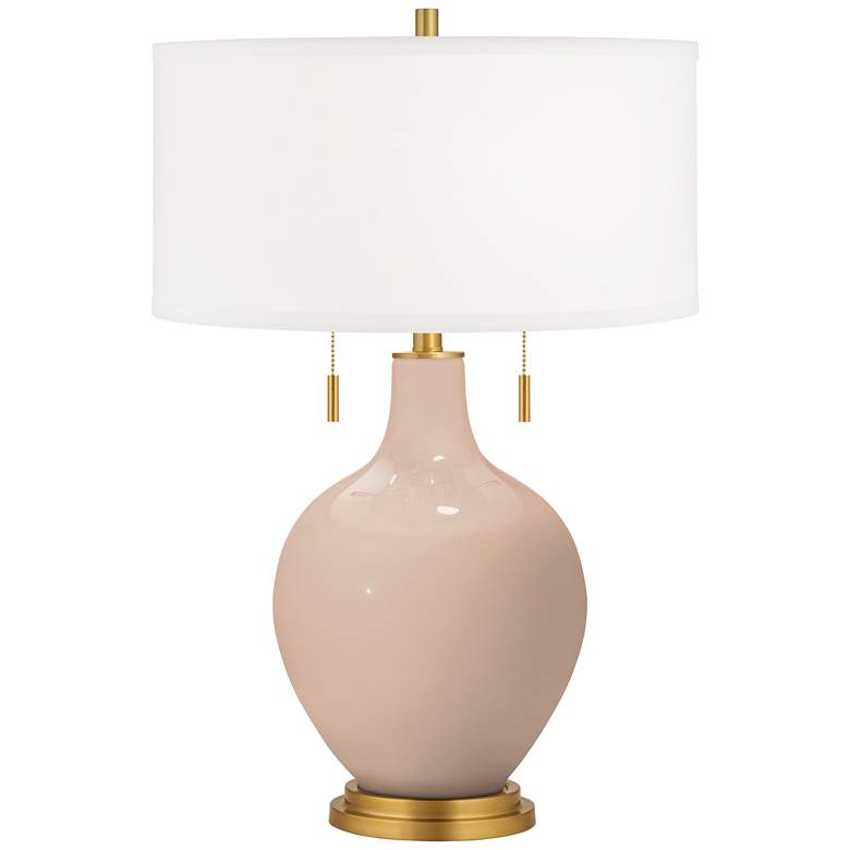 Image 1 Color Plus Toby Brass 28" Italian Coral Pink Table Lamp