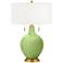 Color Plus Toby Brass 28" Lime Rickey Green Table Lamp with USB Dimmer