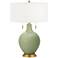 Color Plus Toby Brass 28" Majolica Green Glass Table Lamp